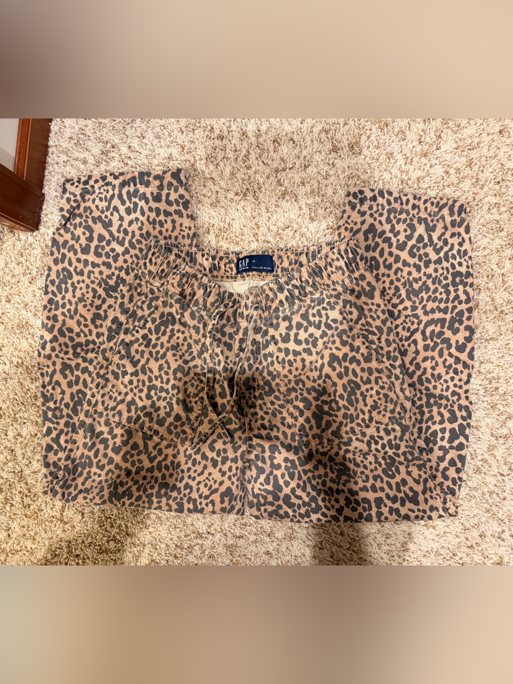Gap Pull On Barrel Jeans Leopard Print